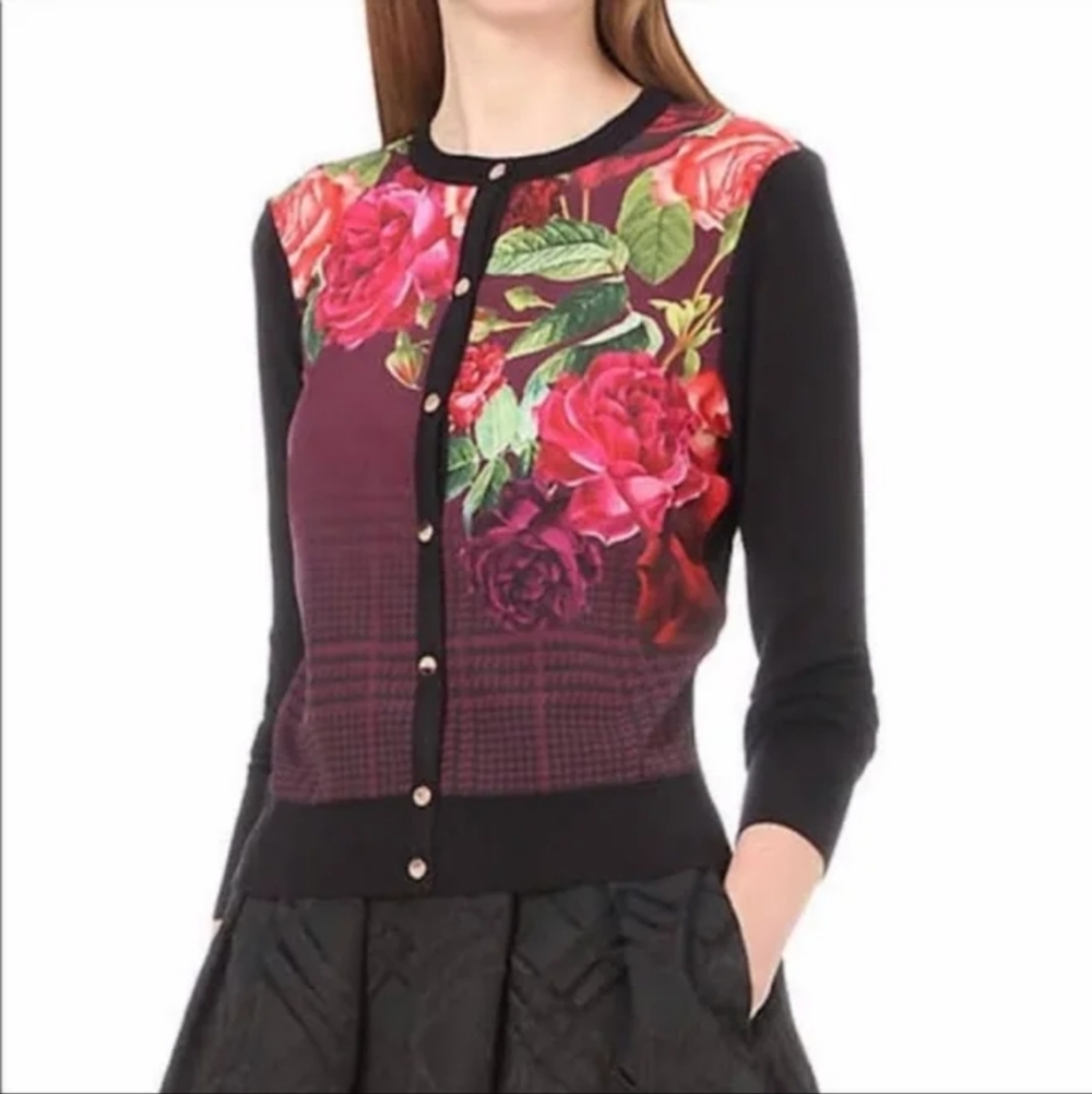 Ted Baker Teeah Juxtapose Rose Print Lightweight Cardigan